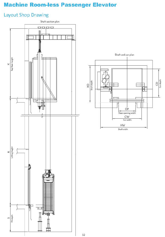 mirror etching passenger elevator without machine room